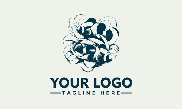 Abstract vector logo illustration of a stylized clownfish