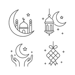 Fototapeta premium Islamic Ramadan Crescent Moon Symbols.