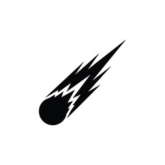 Black Meteorite Comet Icon Symbol. © Fina
