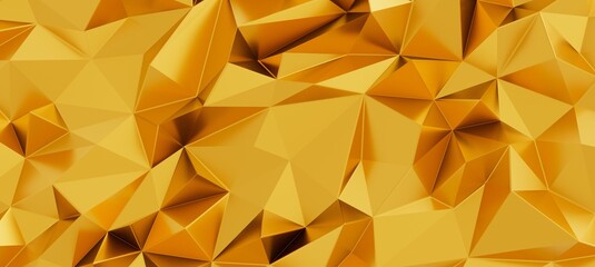 Obraz premium Luxurious golden abstract background with a geometric polygonal faceted surface texture.