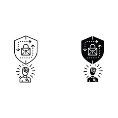 Fototapeta premium Two security icons with shield and person in the center security protection
