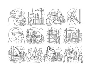 Obraz premium Best Practices Outline Icons. Best Practices Outline Icons banner with trophy, checklist, gear oversized, bold headline text BEST FLOW in rounded rectangle, white background vector. --negative
