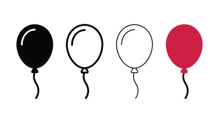 Four colorful balloons with ribbons on white background  party decoration elements © Vector designer
