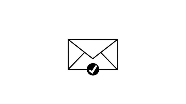 Email box and check mark verified icon.Successful e-mail delivery, email delivery confirmation.Mail box with check mark on white background.
