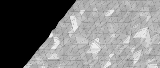 Minimalist abstract background featuring a light grey polygonal mesh surface and deep black. © vegefox.com