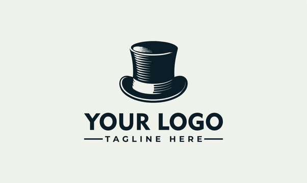 Vintage top hat vector logo illustration for formal branding identity