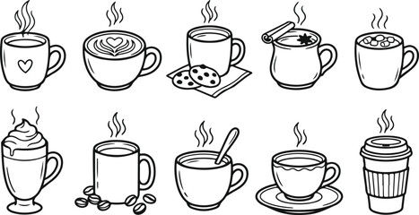 Obraz premium Coffee mugs collection various types of coffee cups and mugs