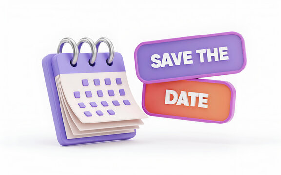 3D calendar with save the date message for event planning and scheduling