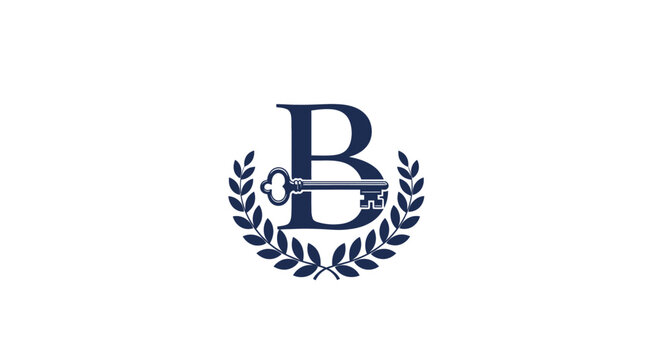 Elegant Monogram Letter B with Laurel Wreath Design.