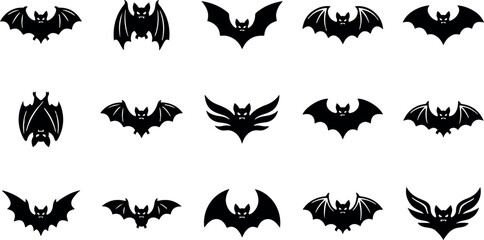 Fototapeta premium Halloween bat silhouette bundle set collection on white background