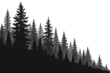 Fototapeta premium Misty Pine Forest Silhouette in Monochrome