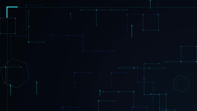 Abstract digital cyber tech network concept background with cyan lines and geometric shapes
