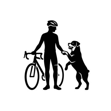 Cyclist and Dog Silhouette.