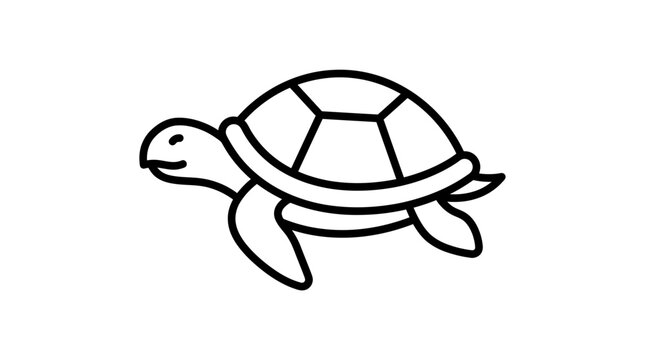 A smiling turtle swims quickly through the ocean with its flippers outstretched in a playful illustration.