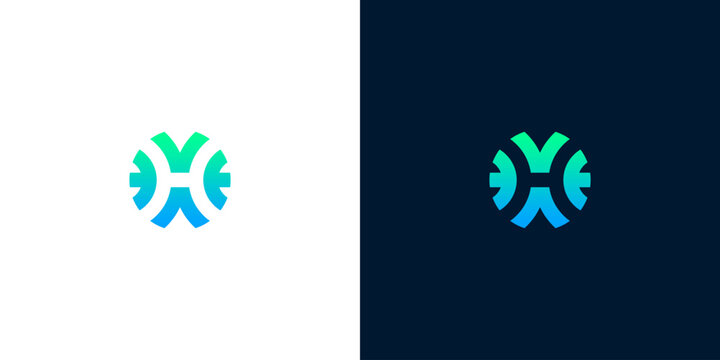 Modern abstract letter H logo design with blue green gradient for corporate identity branding and technology startup concept