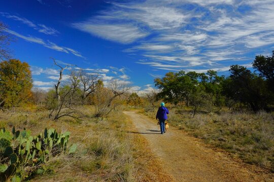 Hiking the river trail at South Llano River State Park Texas