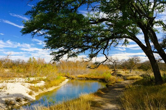 Hiking the river trail at South Llano River State Park Texas