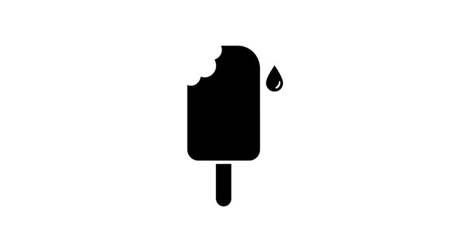 Black silhouette icon of a bitten ice cream bar with a drip