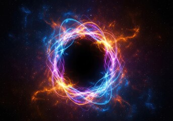 Fototapeta premium An ethereal gateway of swirling light opens into a distant cosmic realm, surrounded by brilliant stardust and glowing interstellar clouds, cosmic, celestial, gateway