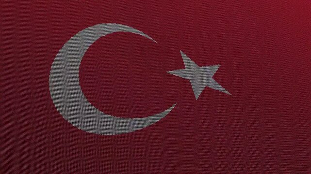 Turkey Flag Digital Particle Waving Seamless Loop Animation on Black Background