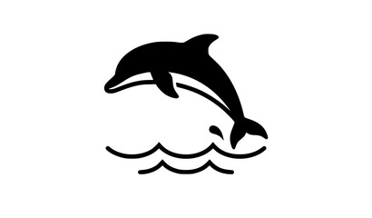 Fototapeta premium Simple Dolphin Logo Design with Ocean Waves Marine Animal Flat Vector Illustration