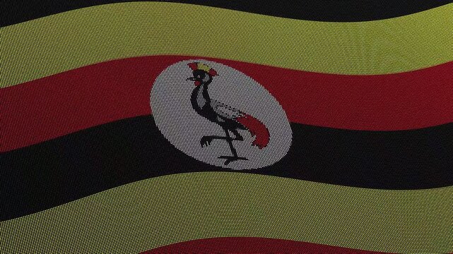 Uganda Flag Digital Particle Waving Seamless Loop Animation on Black Background