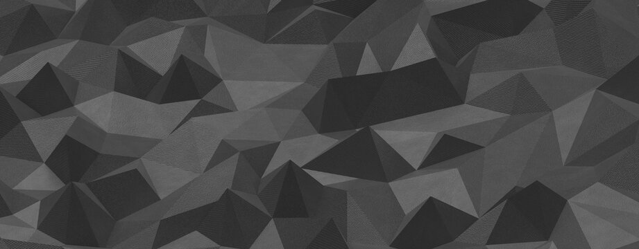 Monochromatic geometric abstract texture, faceted dark background with subtle patterns