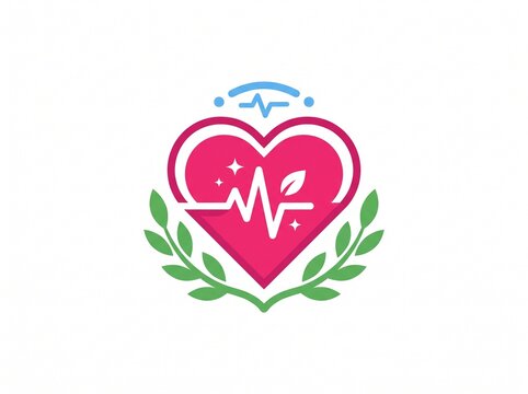 Healthy Heart Logo Vector Medical Pulse Beat Healthcare Emblem
