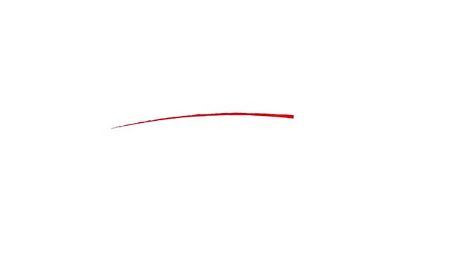 Red paint stroke underline animation 4K video. Modern vector calligraphy brush trace loop for elegant writing correction, text emphasis, and drawing on a white background