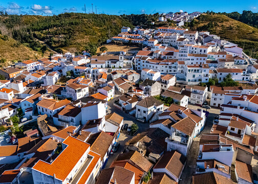 Aerial view of Odeceixe, a village in the municipality of Aljezur, Algarve, Portugal