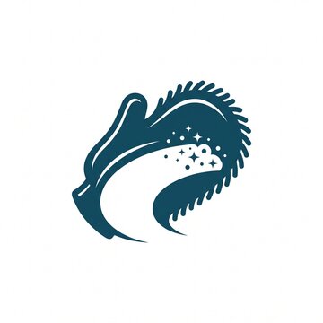 Abstract Blue Ocean Wave Vector Illustration with Decorative Sparkles and Stylized Curved Flowing Shape for Branding