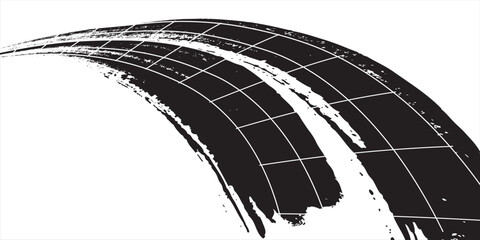 Tire treker background for rally, drift, motocross, offroad and other automotive and motorbike sports. Tire marks are black on a white background. vector © Nanda
