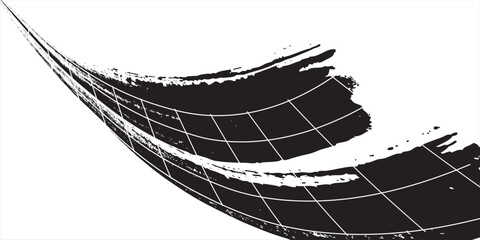 Tire treker background for rally, drift, motocross, offroad and other automotive and motorbike sports. Tire marks are black on a white background. vector © Nanda