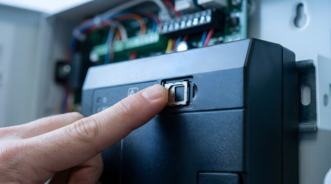 inserting sim card into security panel | installing cellular module in smart device | sim card tray access for IoT gateway | technician setting up network connection