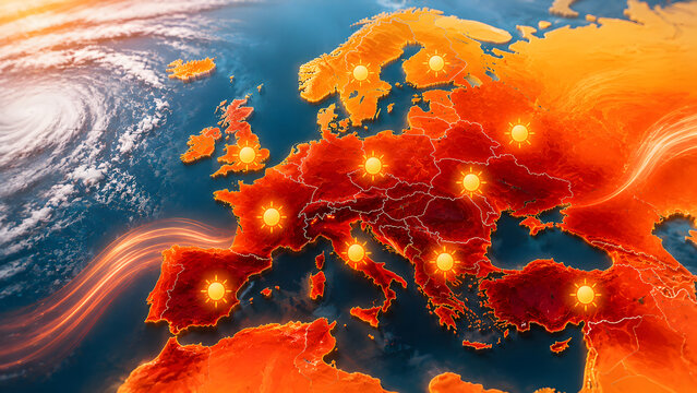 Digital Europe Heatwave Weather Map