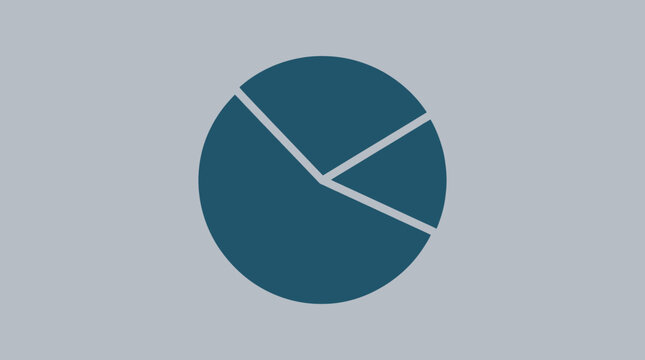 A graphic representation of a pie chart with three sections on a gray background
