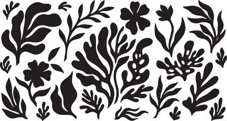 Fototapeta premium Matisse Style Coral Leaf Pattern | Organic Botanical Seamless Cut File