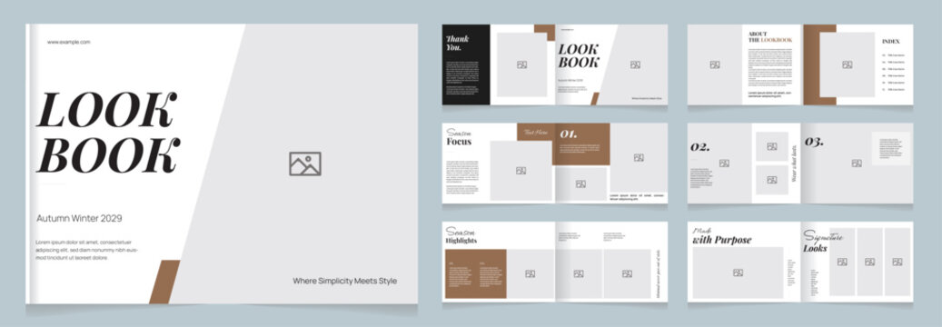 Luxury Fashion Lookbook Template | Modern Editorial Portfolio Brochure | Minimal Landscape Catalog Design