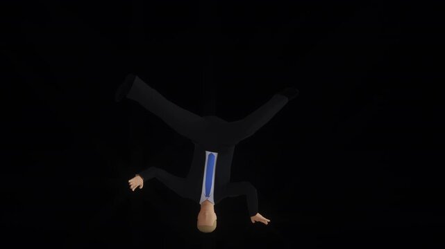 Low Poly Businessman Head spin Dance