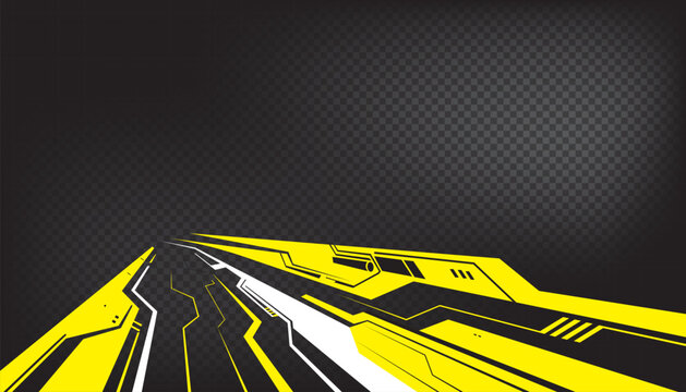Cyberpunk Perspective HUD Background &ndash; Futuristic Yellow Sci-Fi Tech Speed Lines