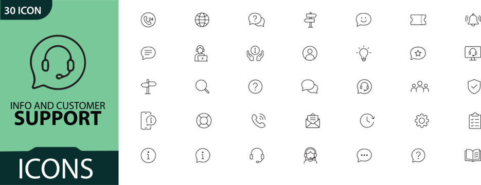 Info and customer support icon set