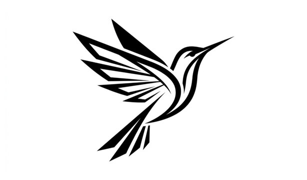 Creative Abstract Colibri Bird Logo Template with Modern Geometric Vector Style