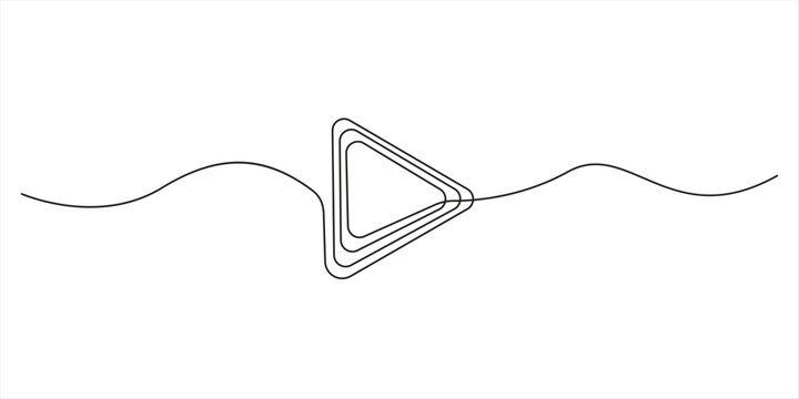 One continuous line drawing of Play button. Icon of start and pause playing music video and voice message in simple linear style. Editable stroke. Doodle outline vector illustration