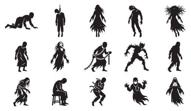 Halloween Silhouette Evil Demon Monster and Ghost Collection