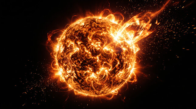 A massive fireball explodes in space