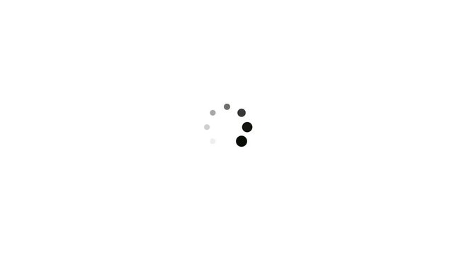 Minimalist black circular loading indicator on white background loop
