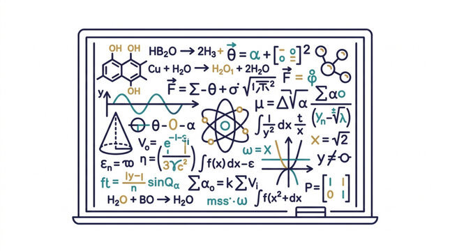 Laptop Displaying Complex Mathematical Equations and Formulas.