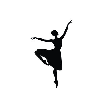 Ballerina Silhouette Against A White Background Minimalist Dance Illustration
