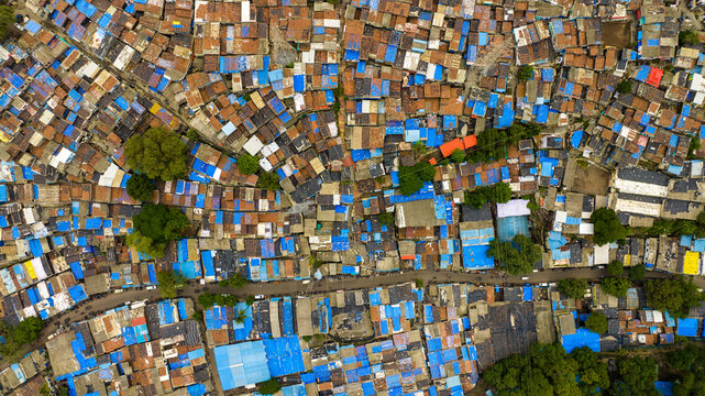 Drone photography showing urban housing pattern in Mumbai