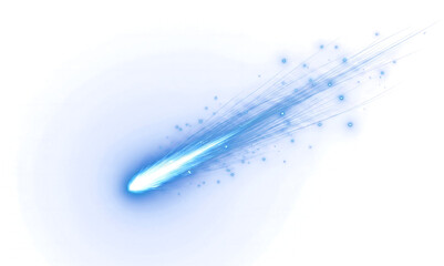 Meteor comet blue light effect with sparkling falling star trail for overlay use in PNG, Transparent and Black Background Versions © Nyxthrasza